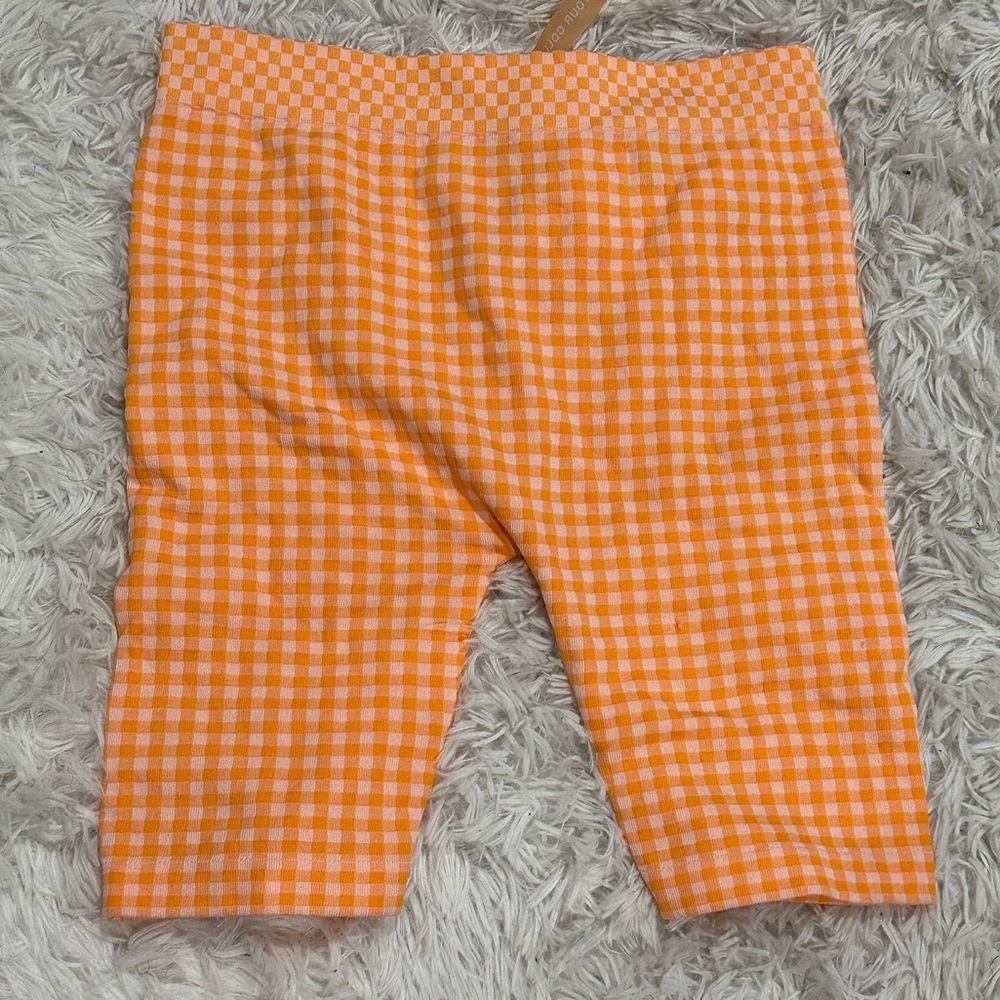 Brand New orange checkered biker shorts
